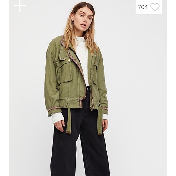 BNWT Free People Olive Flight Line Cotton Bomber - Picture 3 of 6